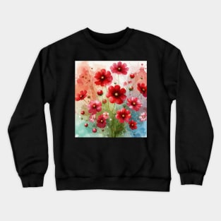 Red Cosmos Flower Crewneck Sweatshirt